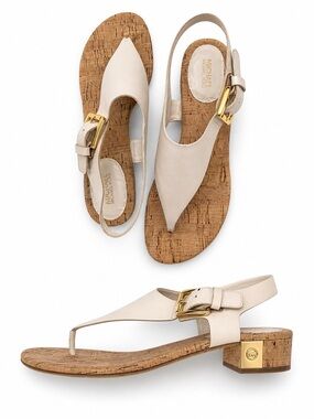 Michael Kors White Leather London Thong Sandals